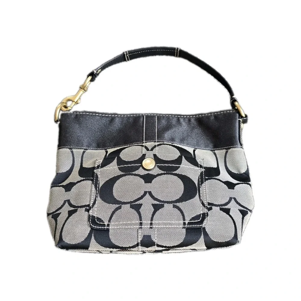 Coach Black 2007 Legacy Signature Monogram Jacquard Shoulder bag Hobo Y2K 11957